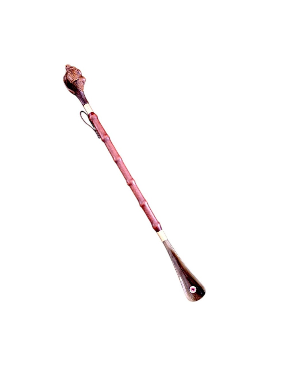 Vintage Italian Hand-Carved Hunting Dog Shoehorn with Game Bird – Horn & Wood – - Picture 6 of 12
